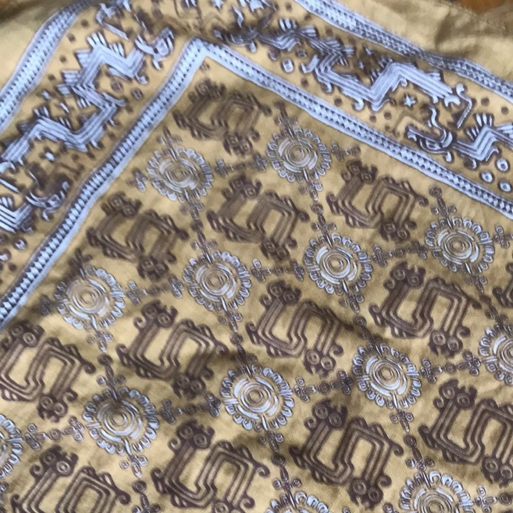 Elegant Brown and Blue‎ Patterned Scarf